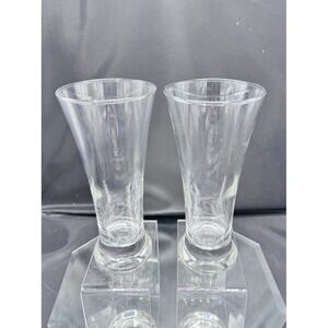 Vintage Libbey Flare Beer Glasses Clear Glass Pilsner Set Of 2‎